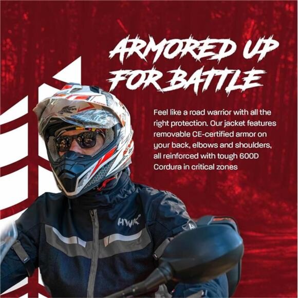 HWK Mesh Motorcycle Jacket Riding Motorbike Jacket Biker CE Armored Breathable - Picture 7 of 8